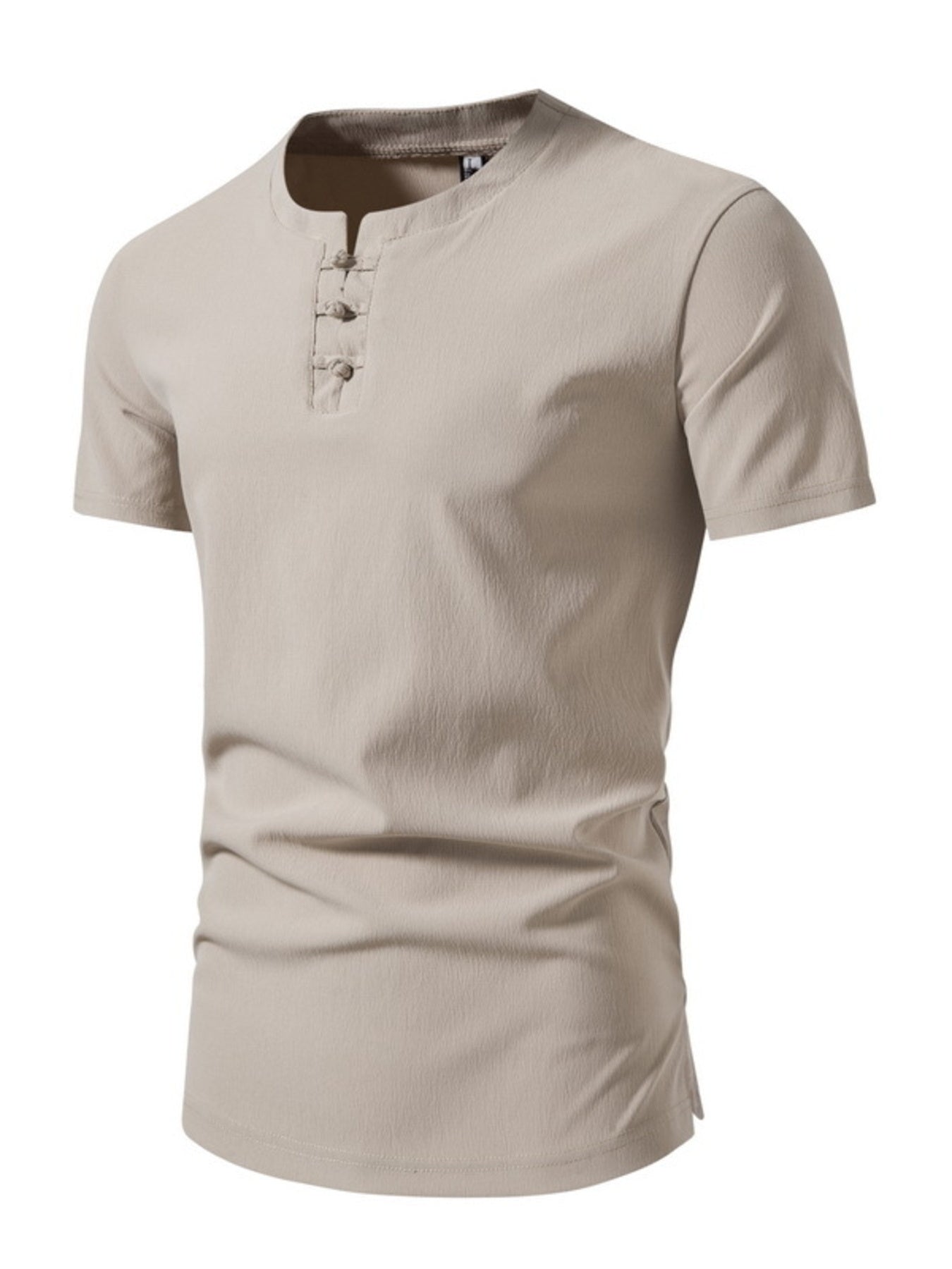 Men's Plus Size Casual Button Henley T-Shirt - cas7m