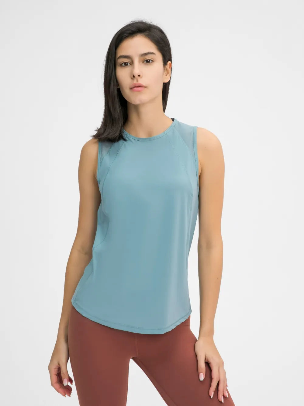 Millennia Cutout Back Round Neck Active Tank - cas7m