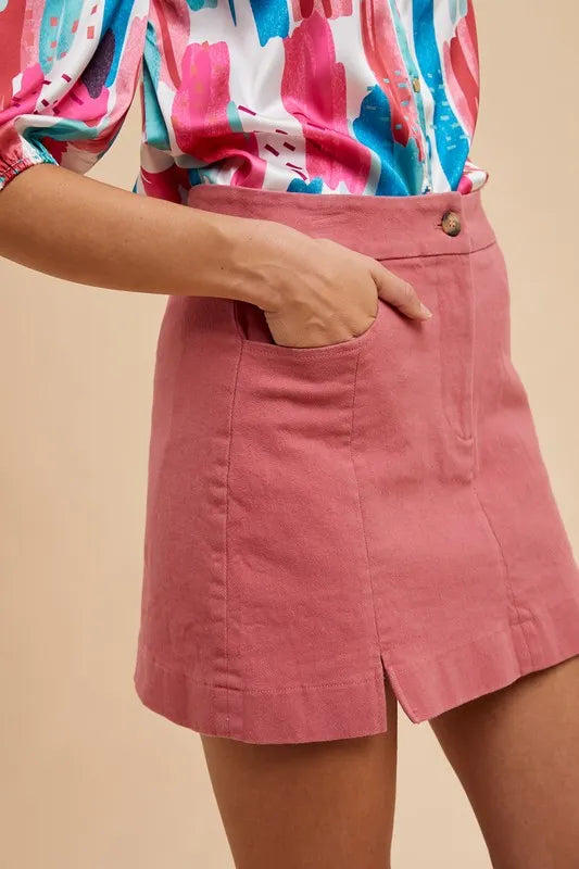 Annie Wear Comfort Stretch Cotton Slit Detailed Mini Skirt - cas7m