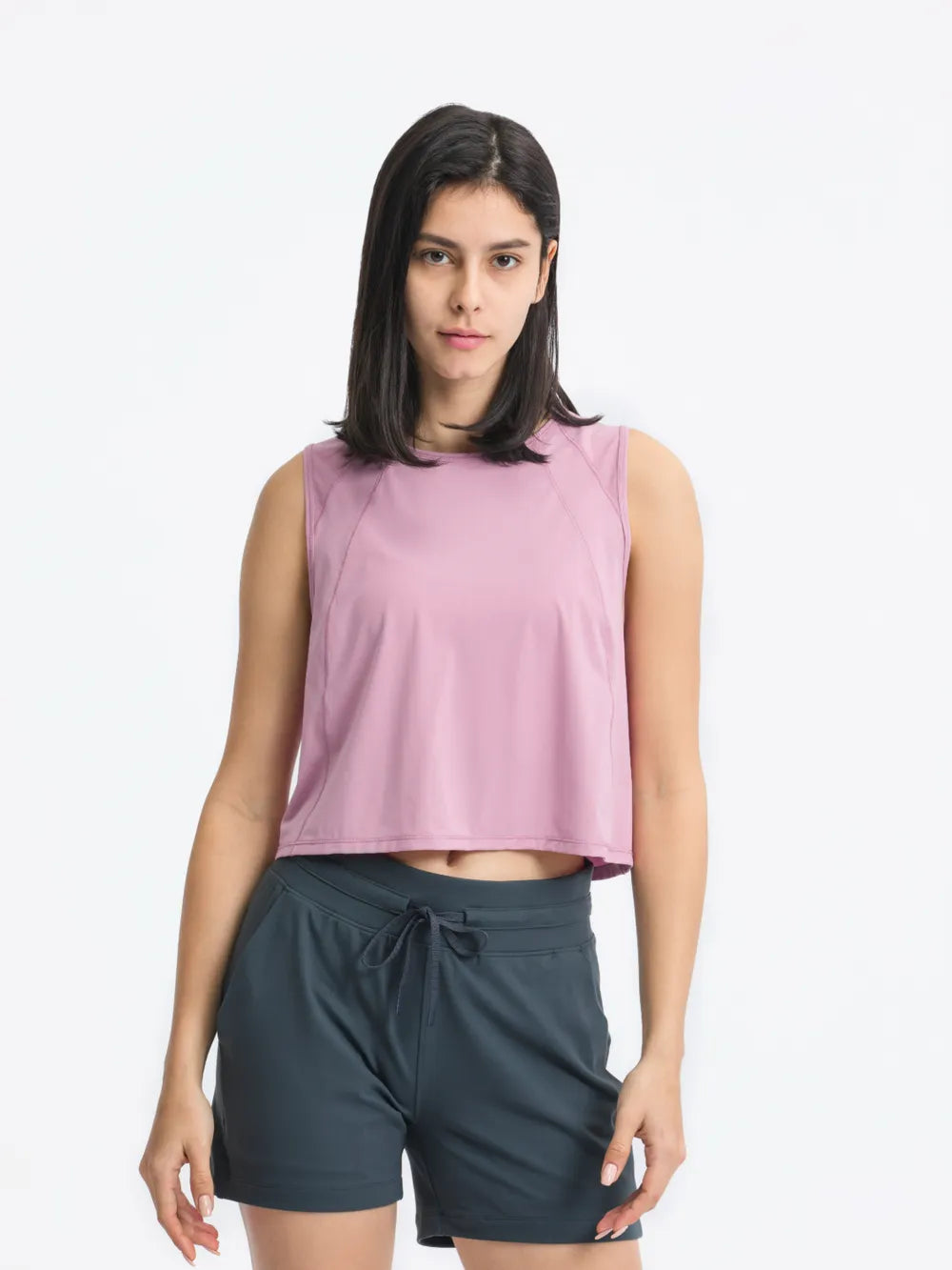 Millennia Round Neck Cropped Active Tank - cas7m
