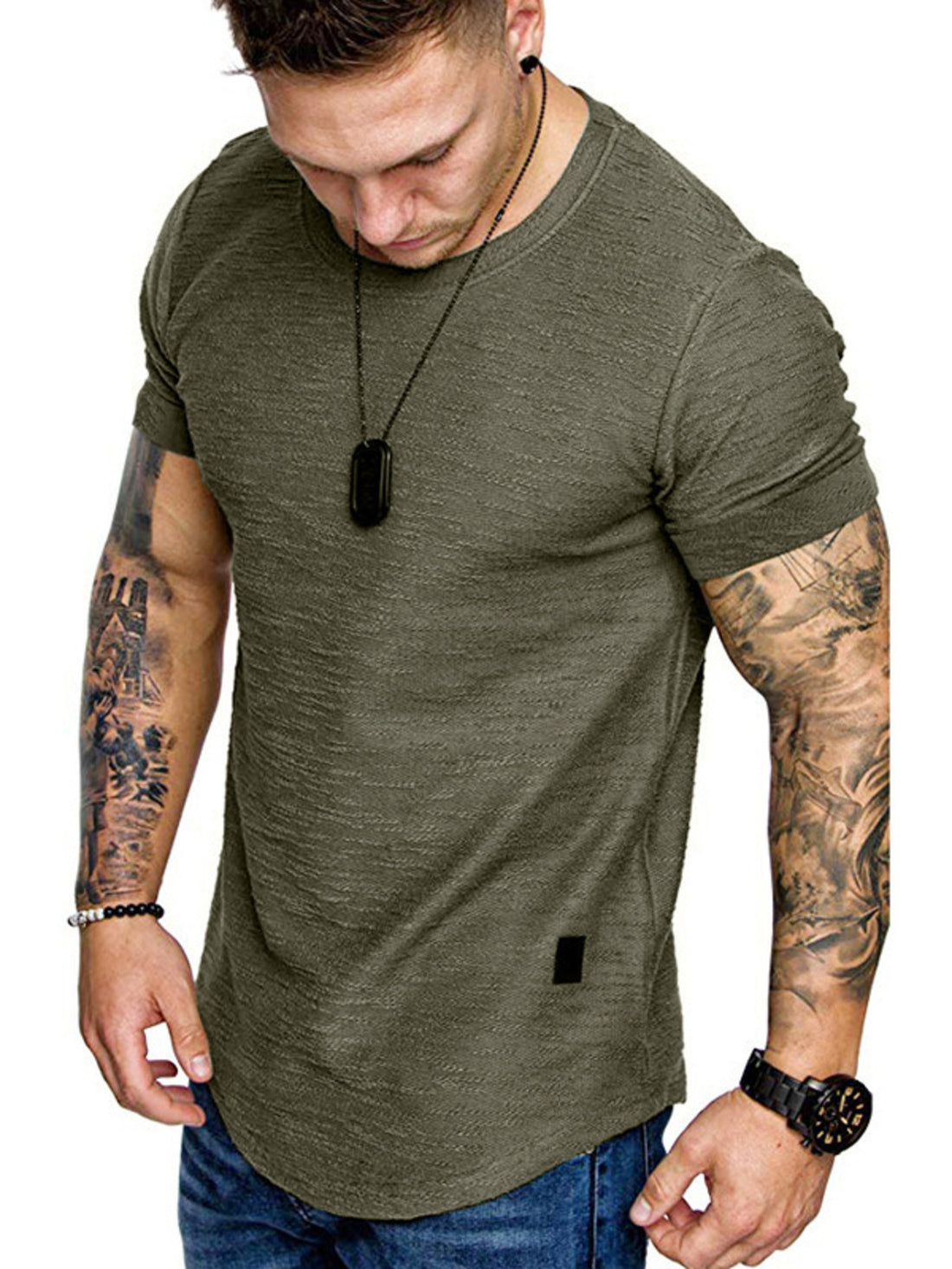 Men's Round Neck Slim Fit Casual T-Shirt - cas7m