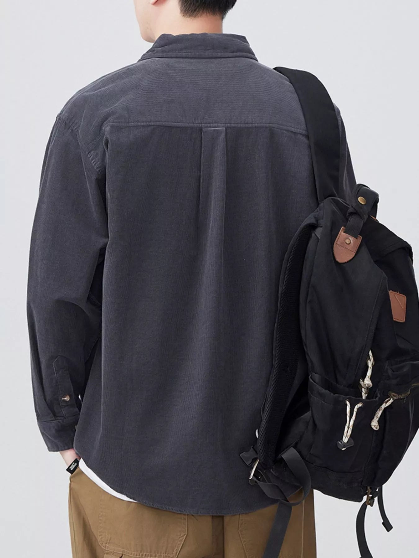 Men's Plus Size Button Up Long Sleeve Shirt - cas7m