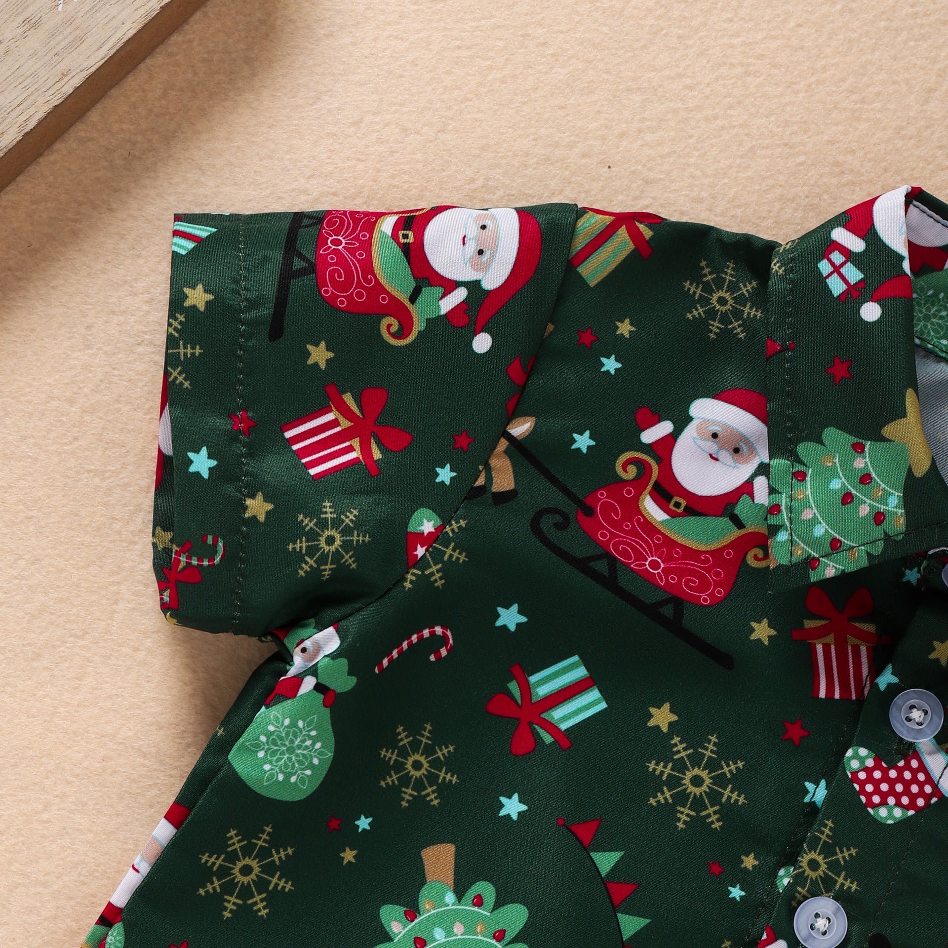 Boys Christmas Costume Cartoon Print Shirt Set - cas7m
