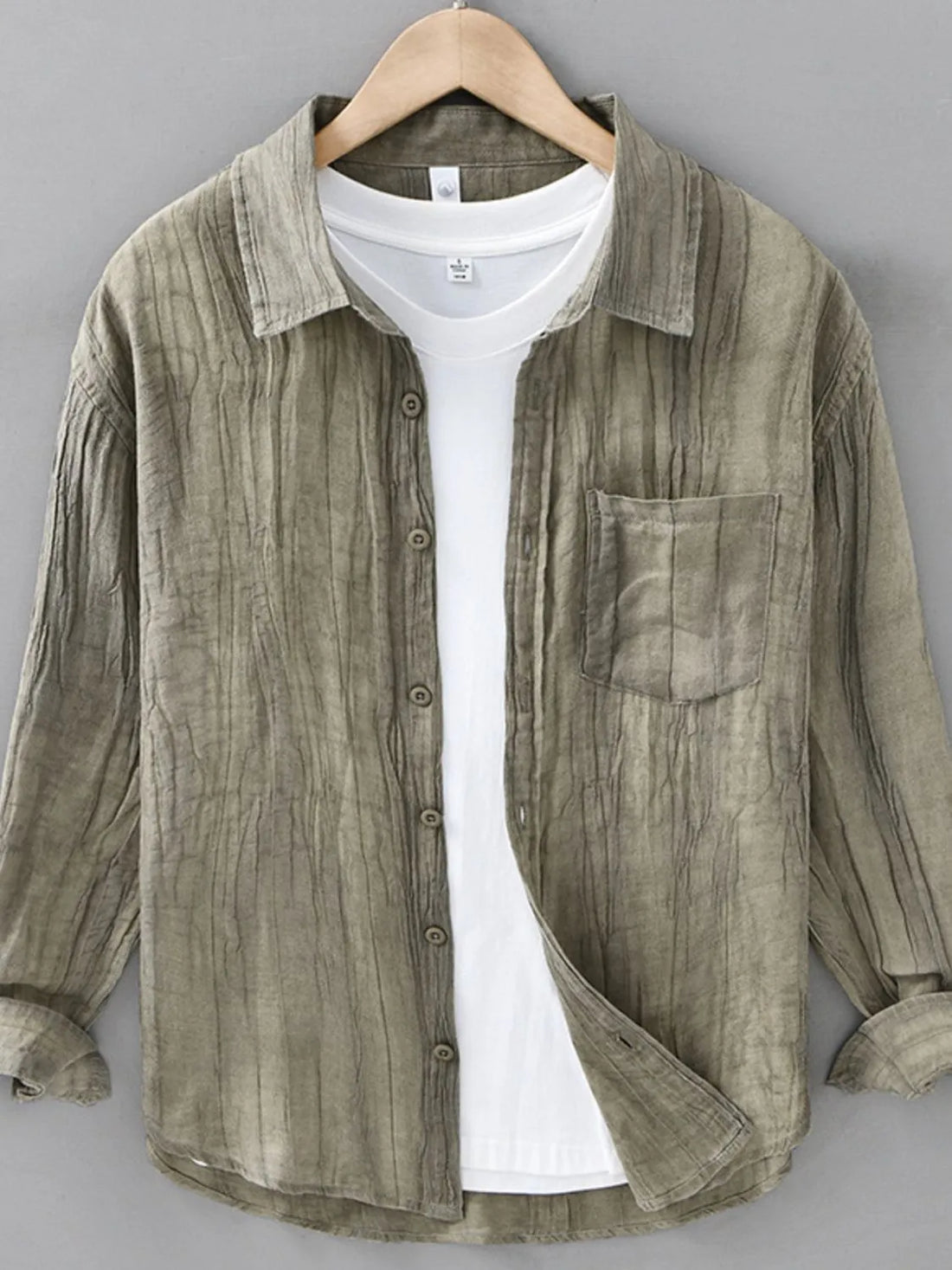 Men's Plus Size Button Up Long Sleeve Shirt - cas7m