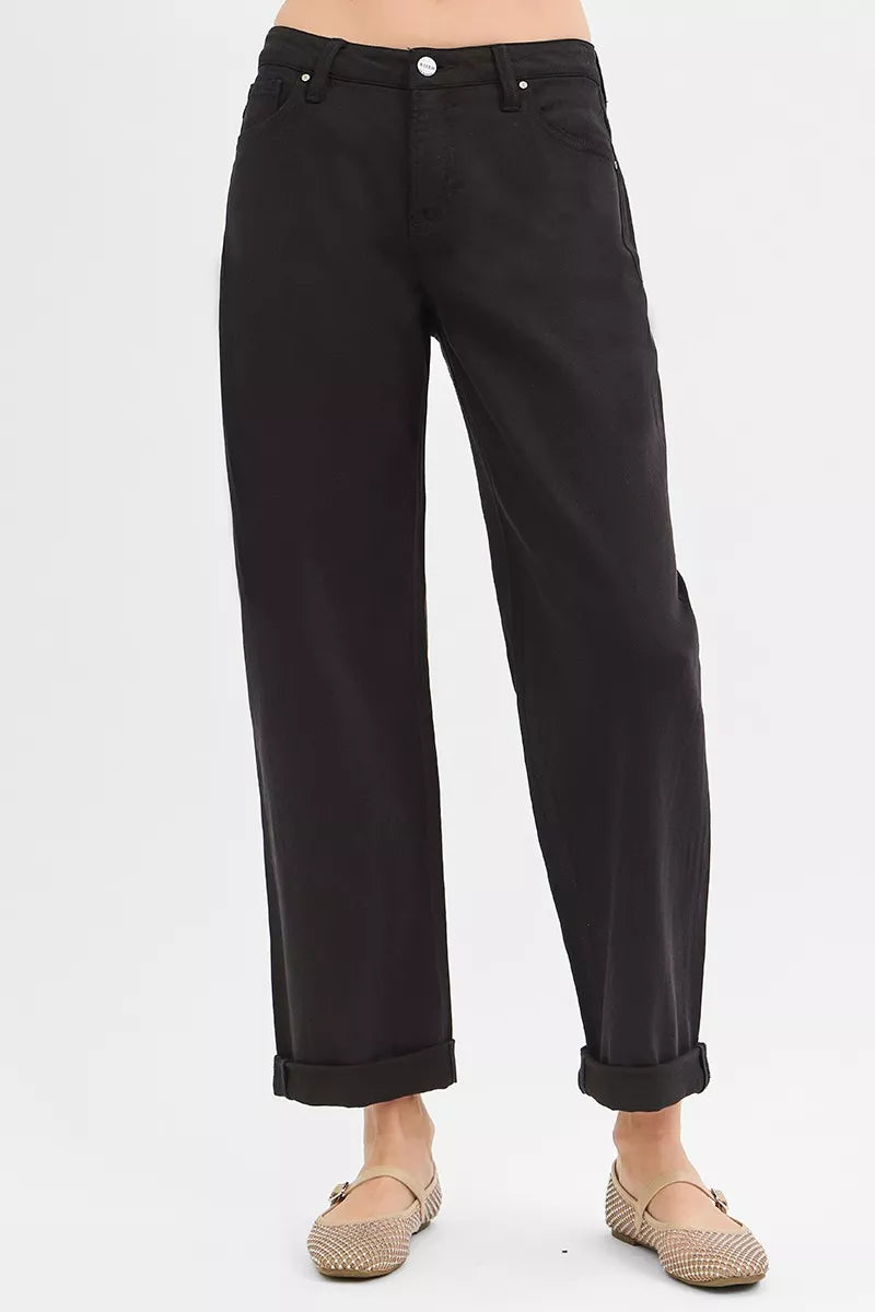 RISEN Tummy Control Mid Rise Ankle Barrel Relaxed Baggy - cas7m