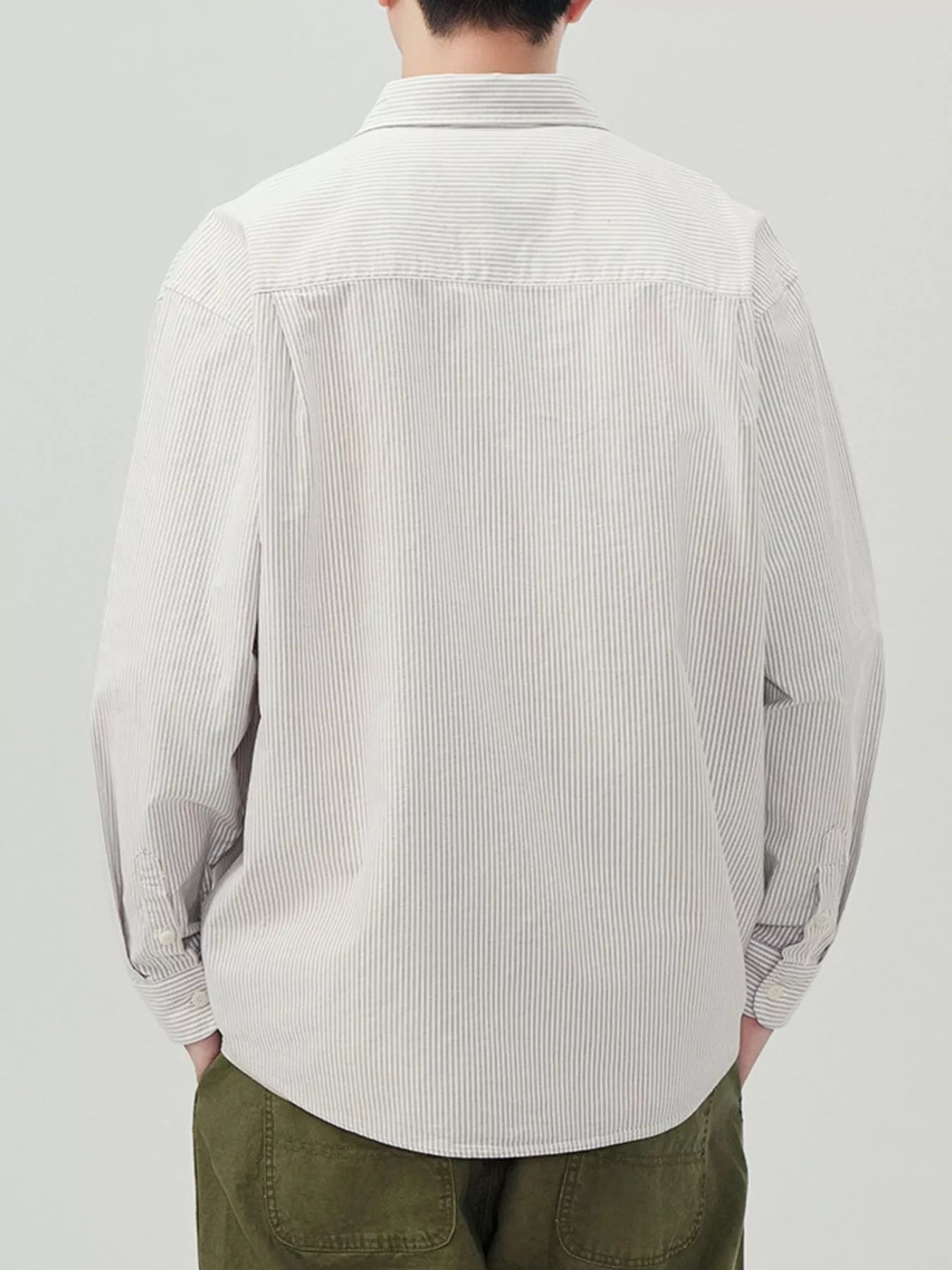 Men's Plus Size Striped Button Up Long Sleeve Shirt - cas7m