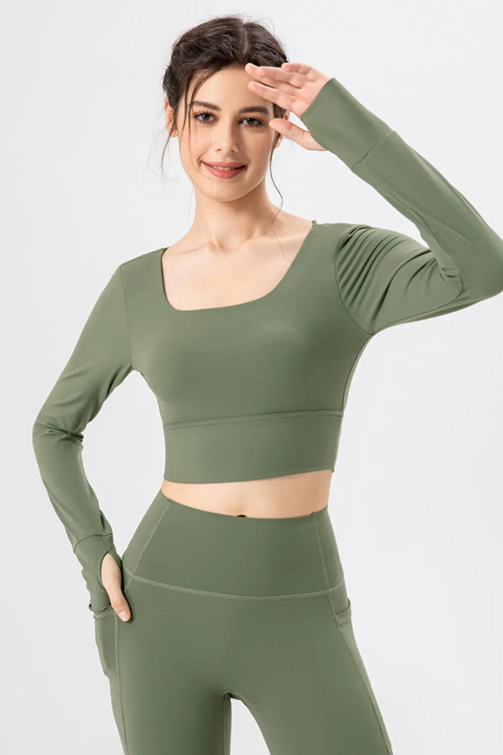 Square Neck Crisscross Active T-Shirt - cas7m