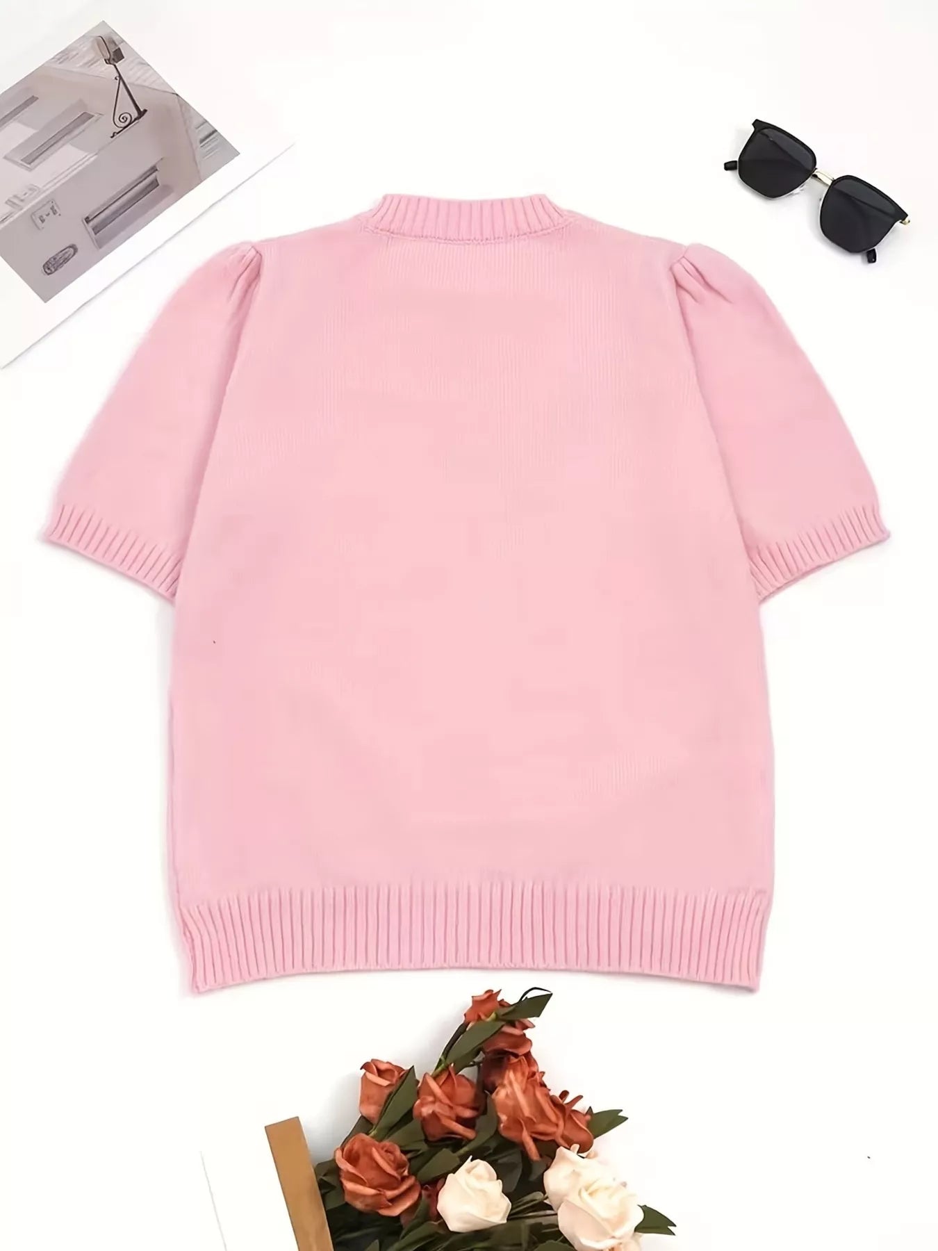 Round Neck Half Sleeve Sweater - cas7m