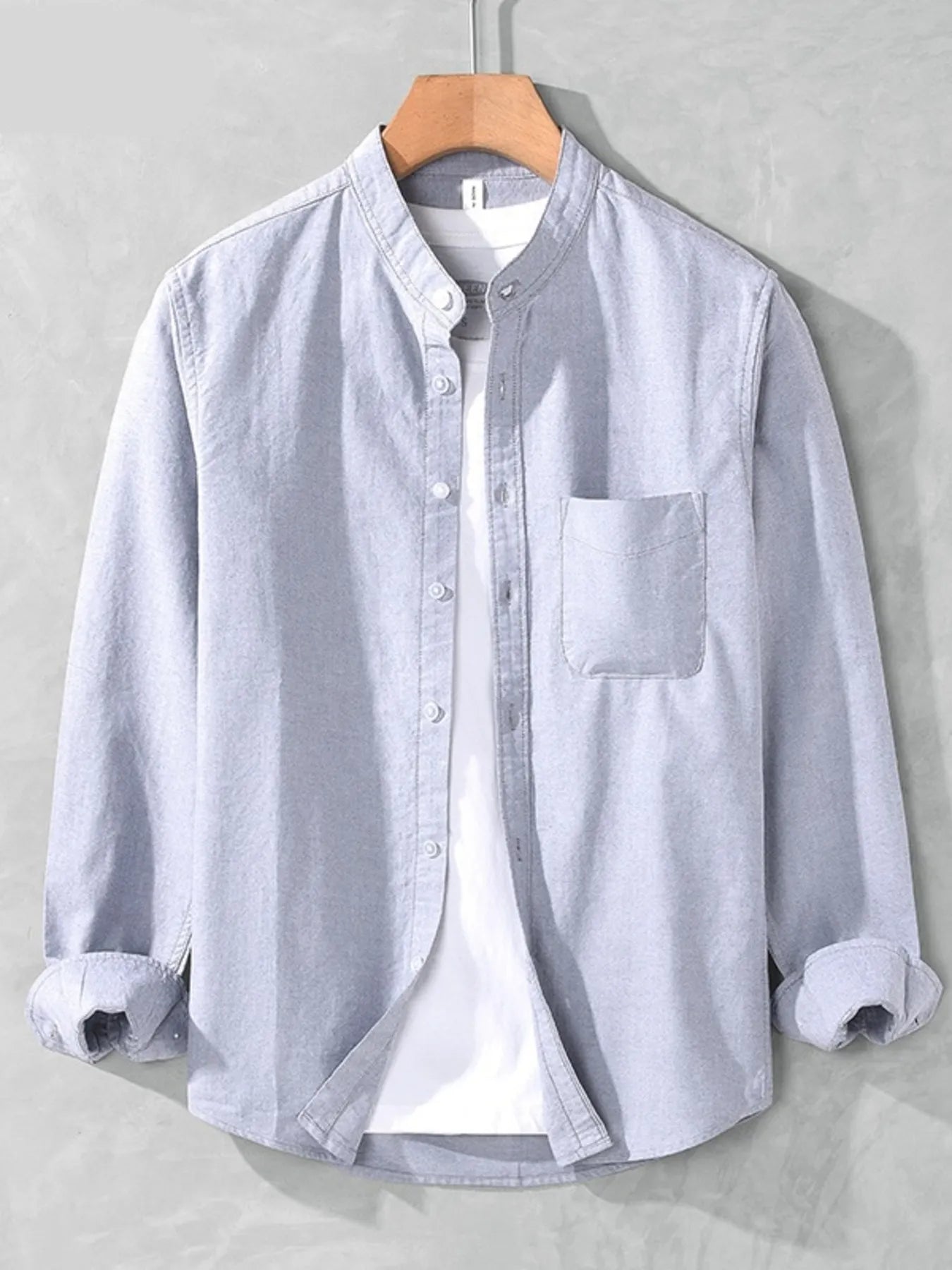 Men's Plus Size Button Up Long Sleeve Shirt - cas7m