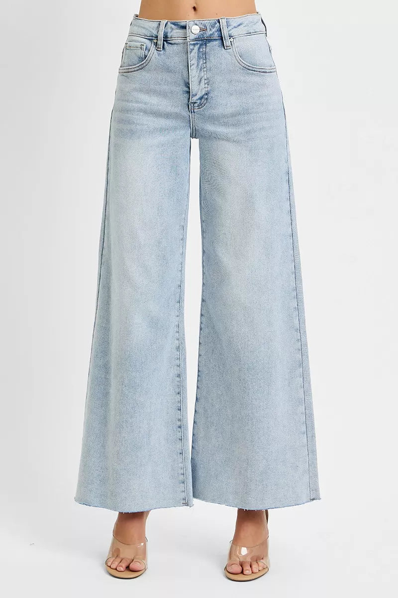 RISEN Full Size High Rise Ankle Wide Palazzo Jeans Plus Size - cas7m