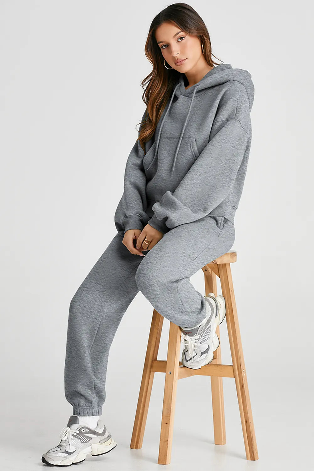 Dropped Shoulder Hooded Top and Pants Active Set - cas7m