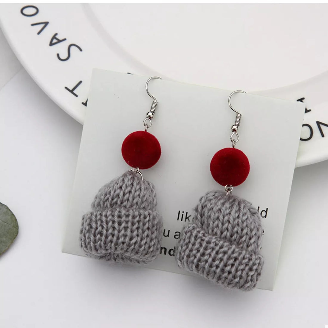 Christmas Knitted Beanie Earrings - cas7m