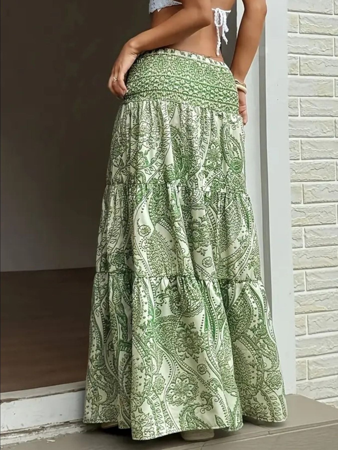 Paisley Print Maxi Skirt - cas7m