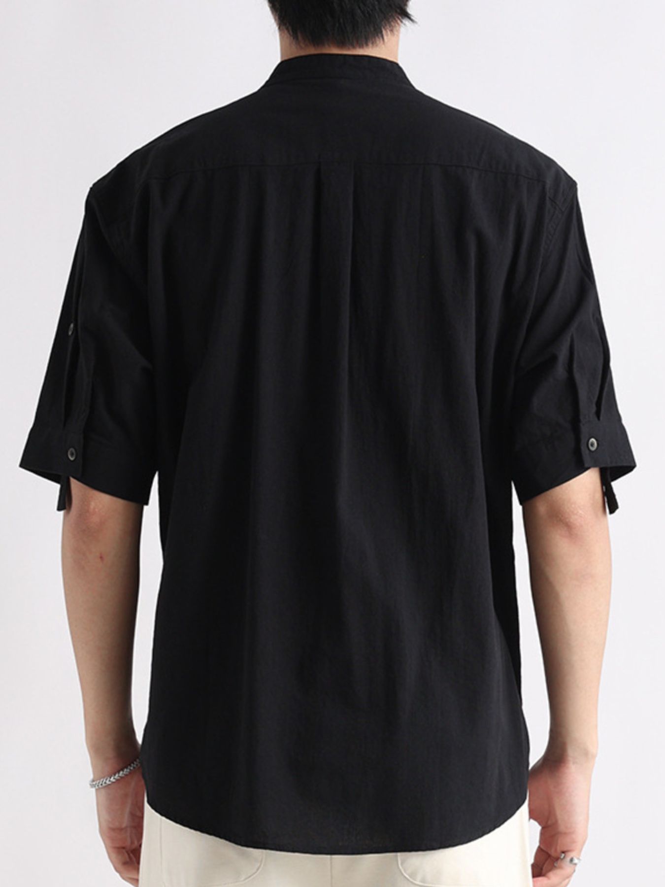 Men's Plus Size Button Detail Short Sleeve Blouse - cas7m