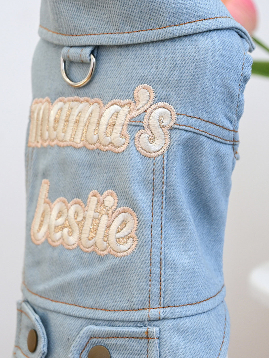 Embroidered Denim Pet Jacket - cas7m