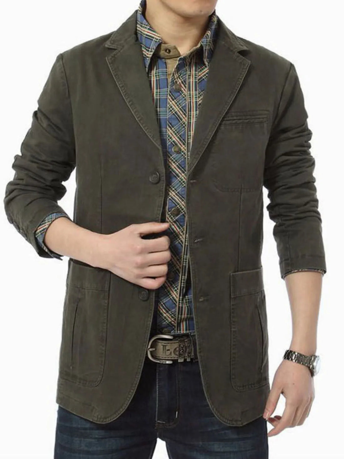 Men's Plus Size Lapel Collar Button Up Blazer - cas7m