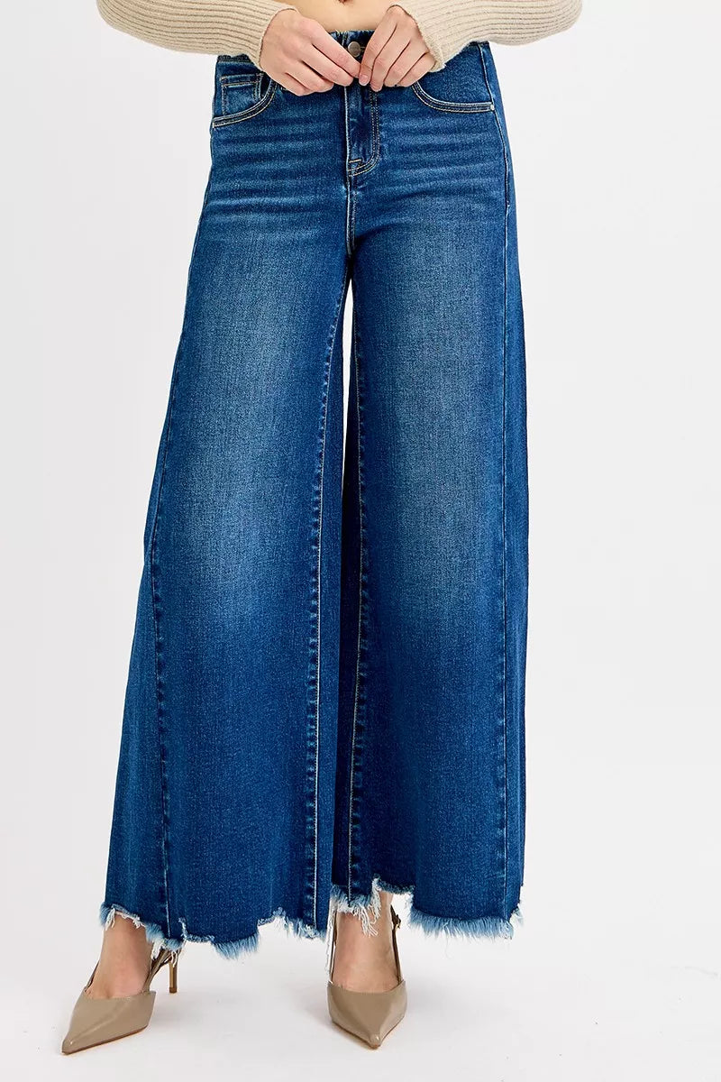 RISEN Full Size High Rise Ankle Wide Jeans Plus Size - cas7m