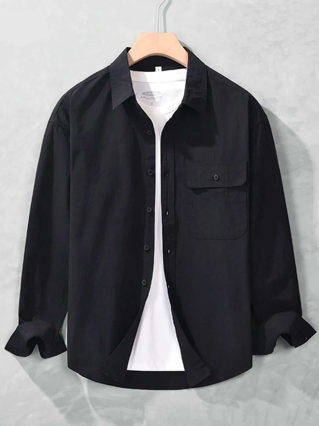Men's Plus Size Button Up Long Sleeve Shirt - cas7m