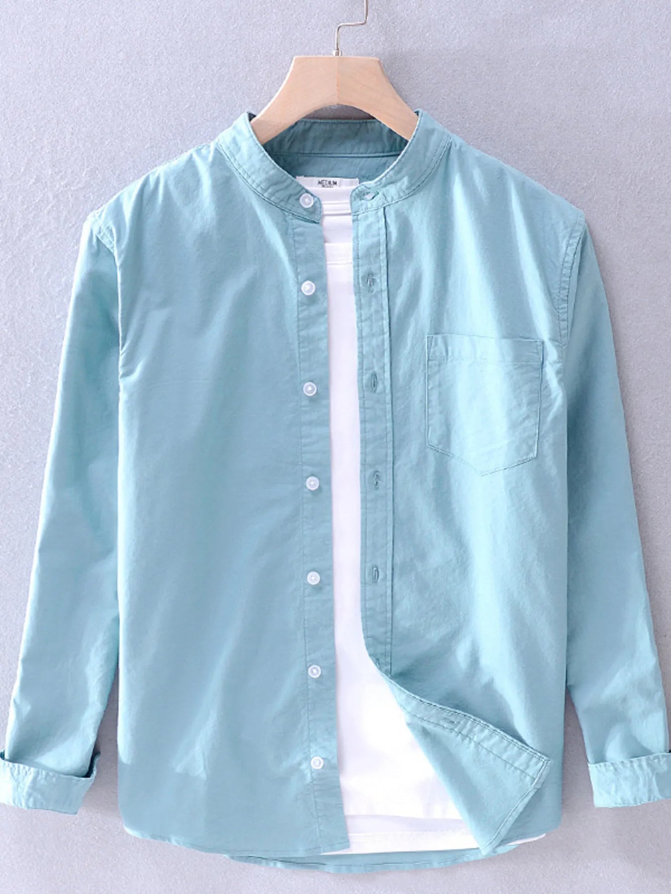 Men's Plus Size Button Up Long Sleeve Shirt - cas7m