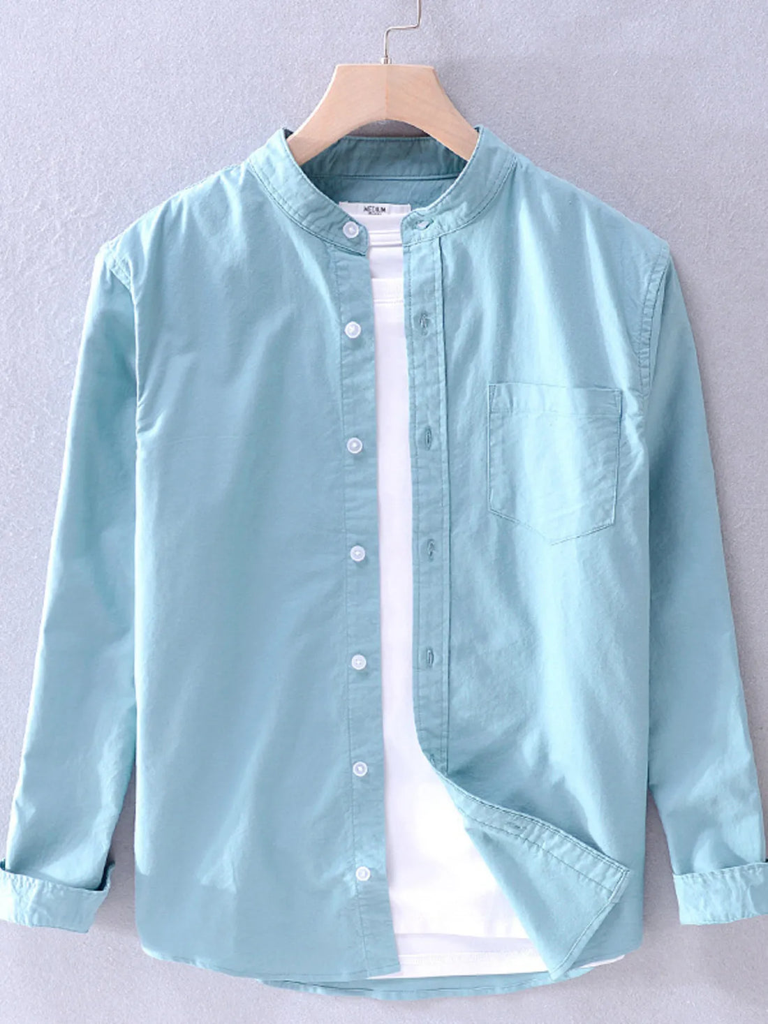 Men's Plus Size Button Up Long Sleeve Shirt - cas7m