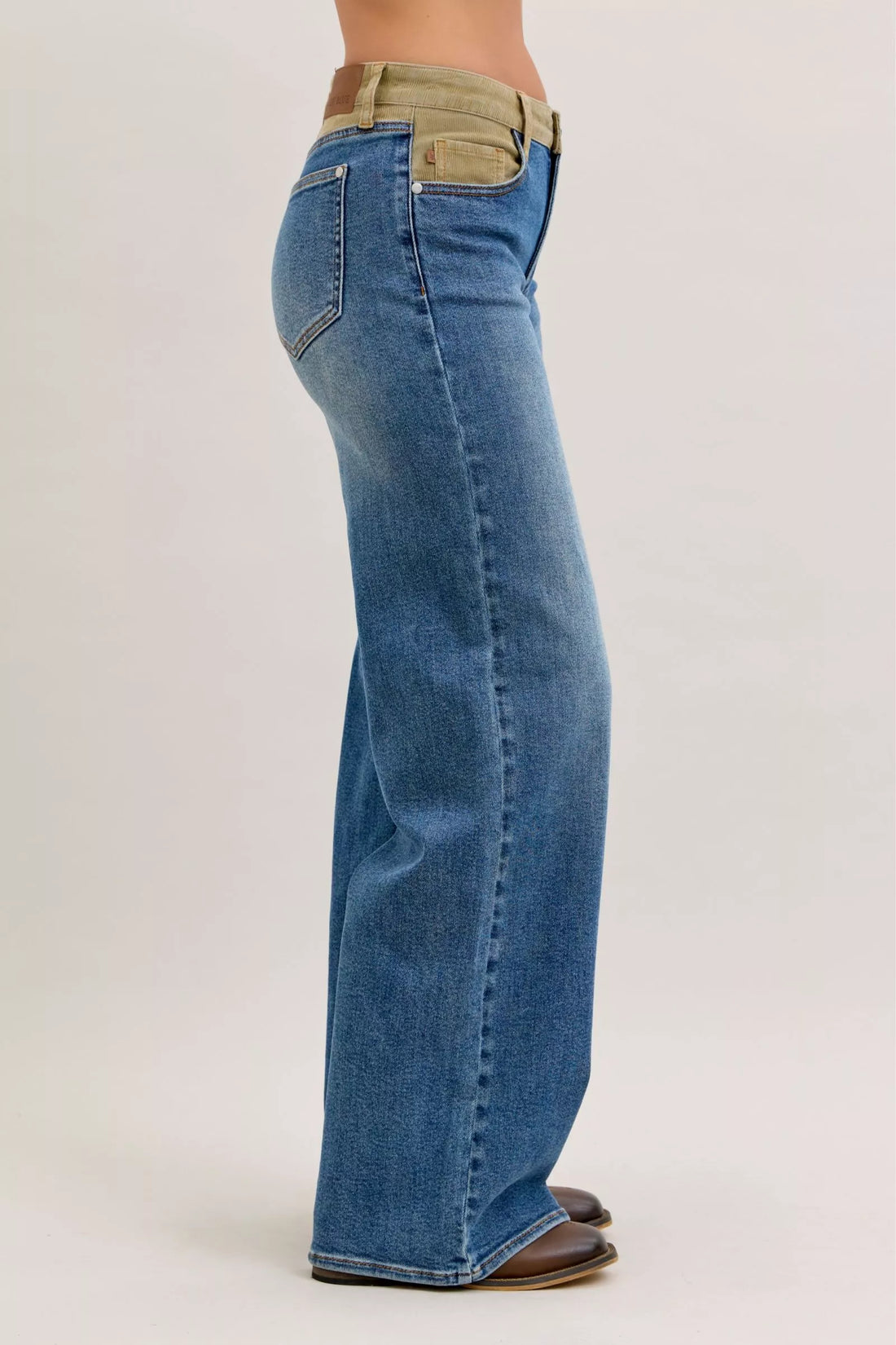Judy Blue MR Column Straight Jeans with Corduroy Waist - cas7m