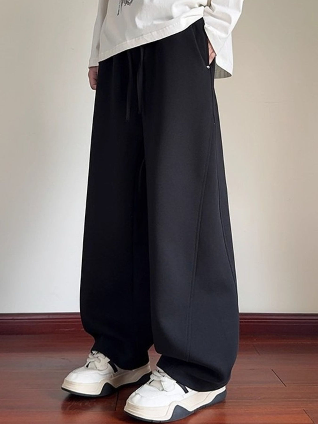 Men's Plus Size Drawstring Wide Leg Pants - cas7m