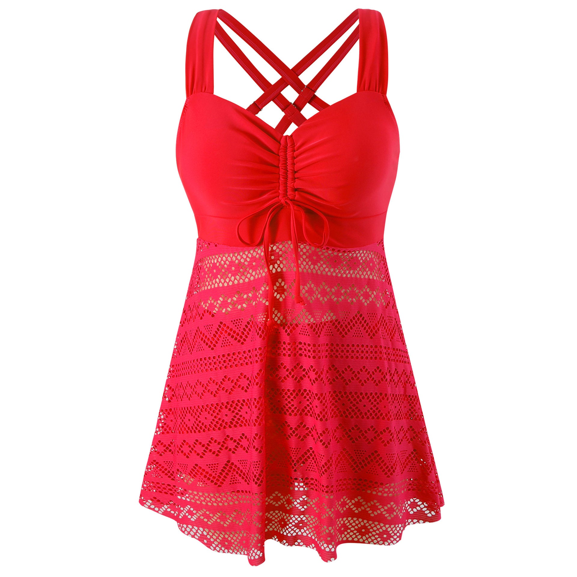 Korean Version Of Solid Color Lace One-piece Swimsuit - cas7m