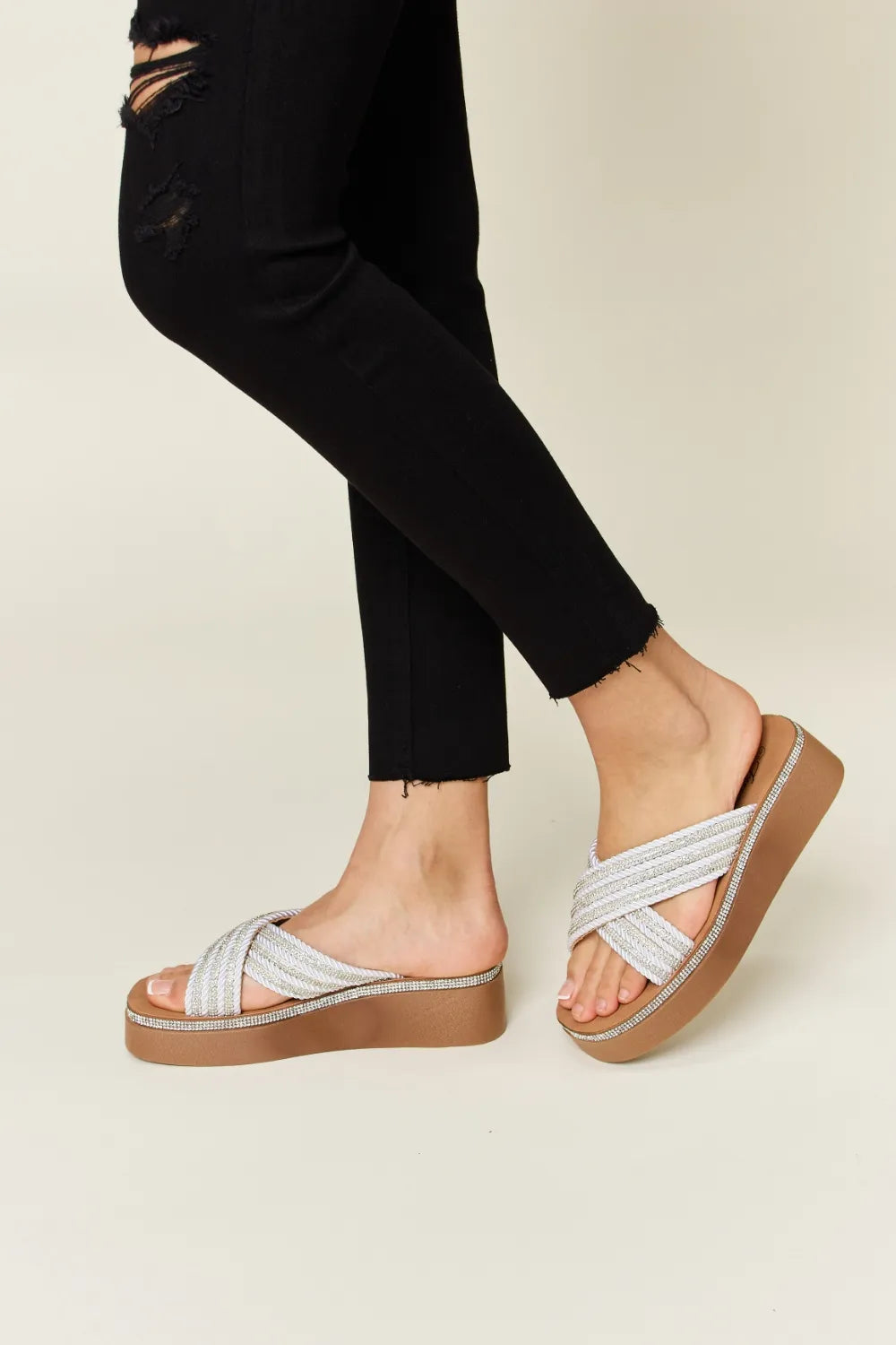 Forever Link Rhinestone Platform Wedge Sandals - cas7m