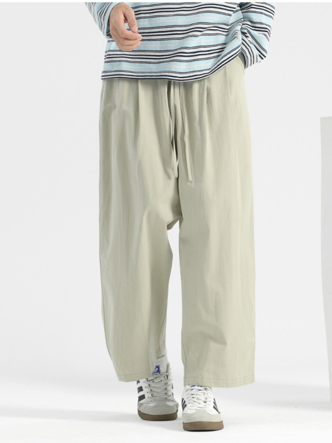 Men's Plus Size Wide Leg Drawstring Casual Pants - cas7m