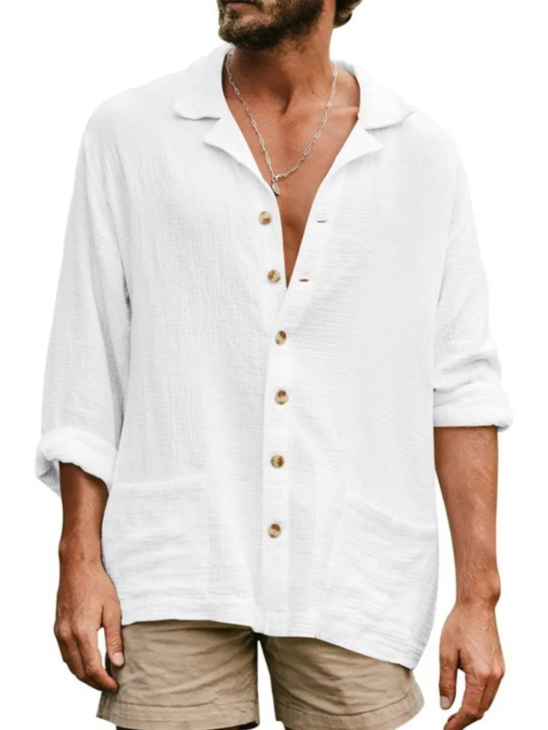 Men's Button Up Long Sleeve Shirt - cas7m