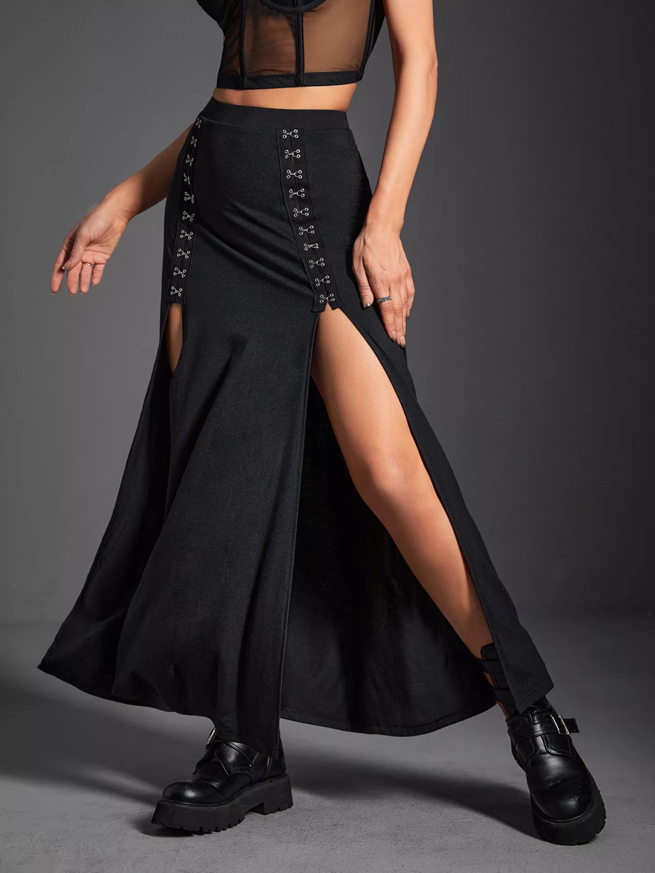 High Waist Slit Skirt - cas7m