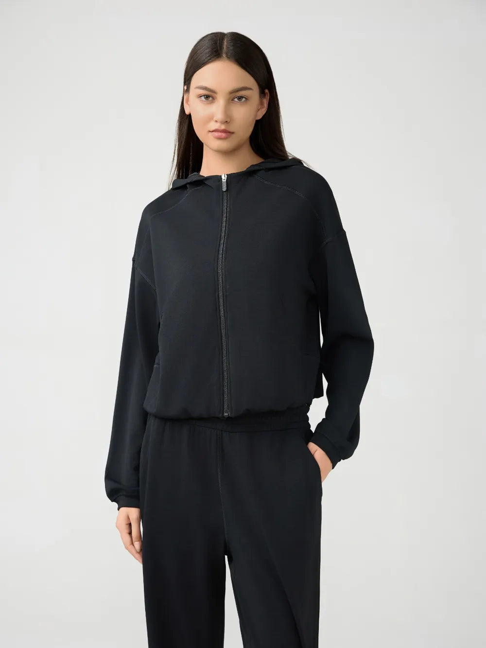 Millennia Zip Up Dropped Shouder Active Hooded - cas7m