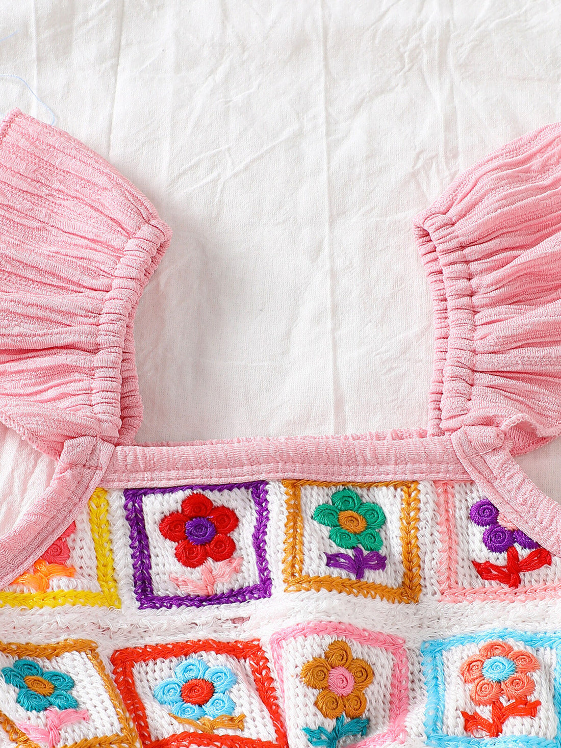 Children's Crochet Ruffle Trim Jumpsuit - cas7m