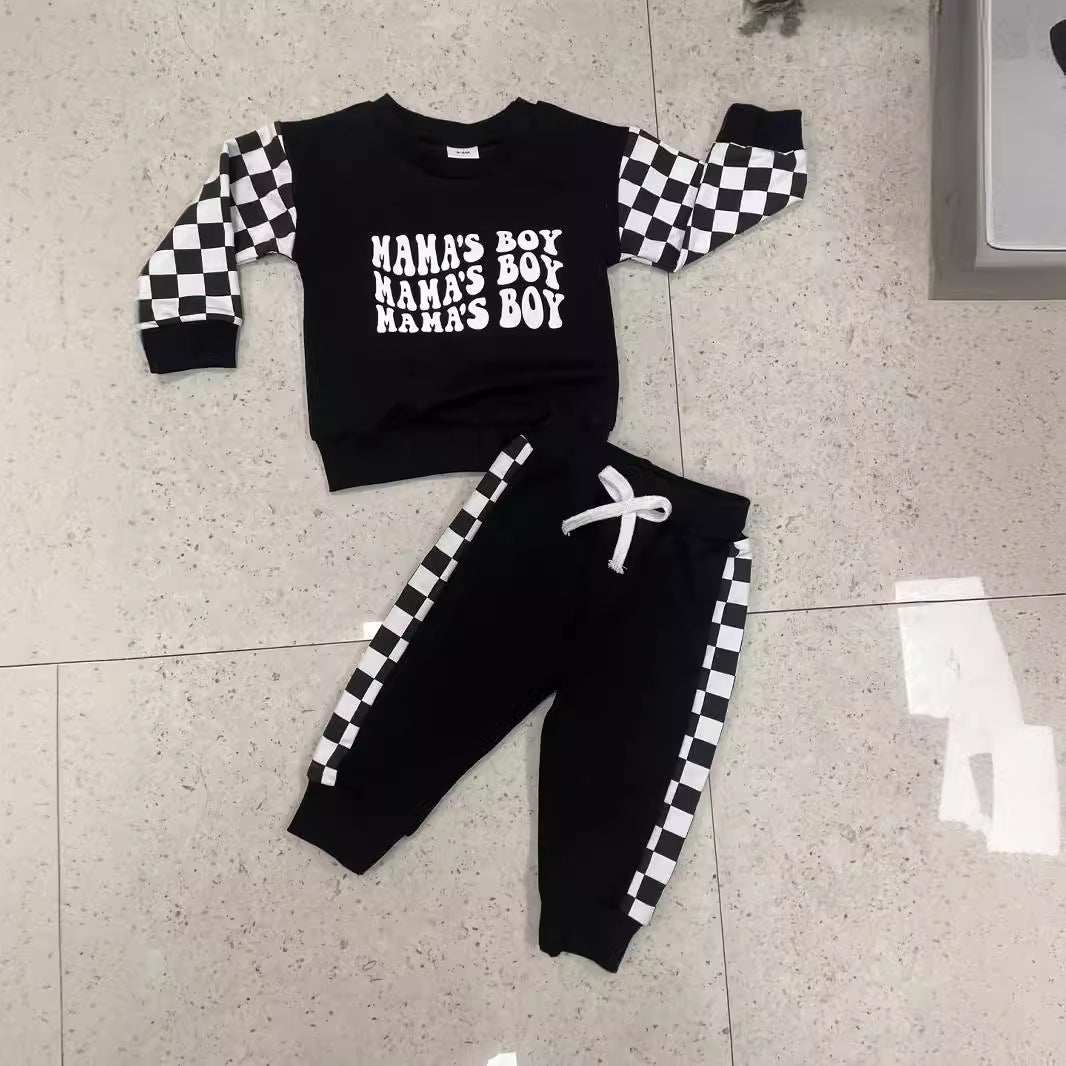 Children Plaid Printed Long-sleeve Sweater Set - cas7m
