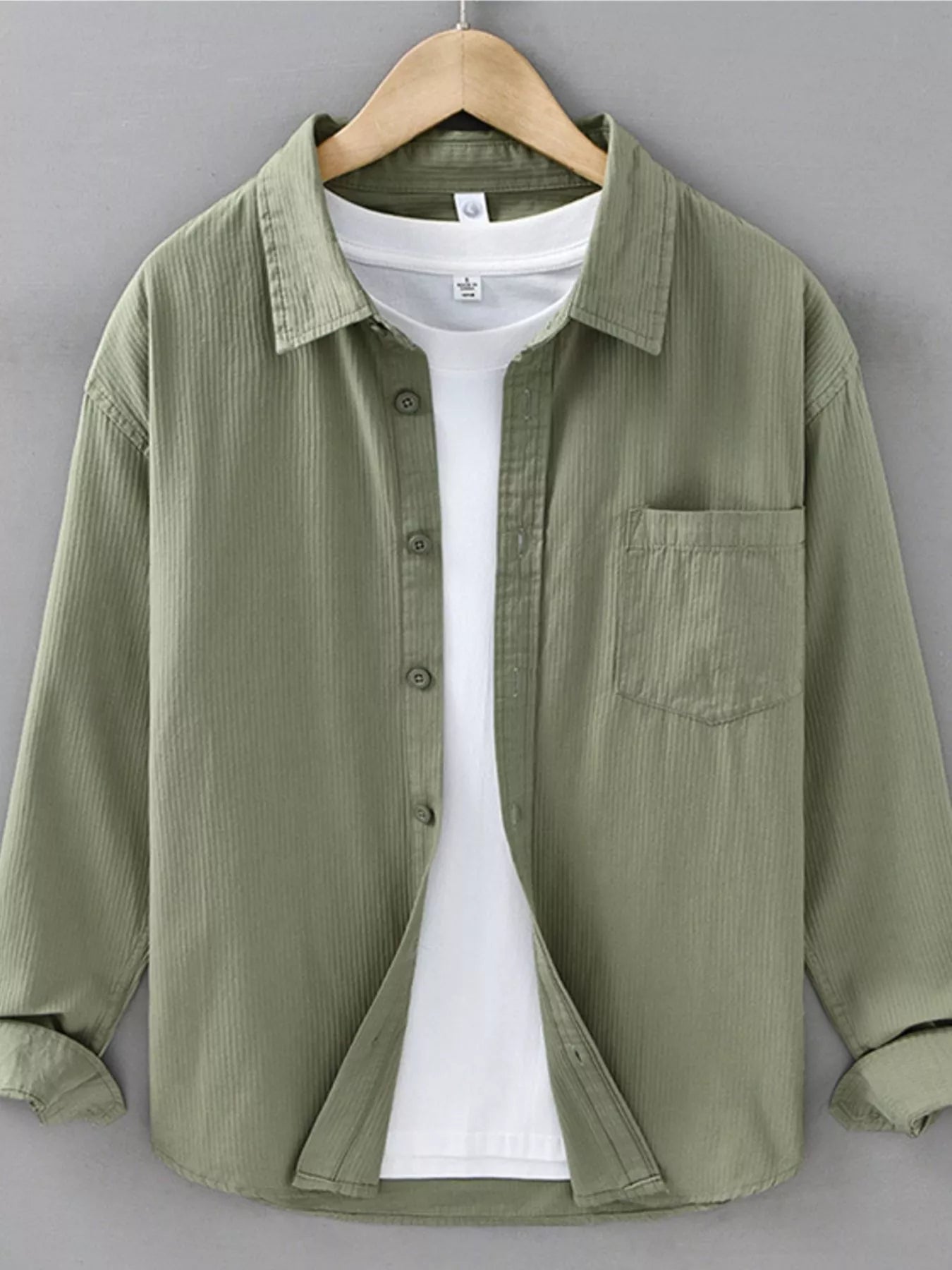 Men's Plus Size Button Up Long Sleeve Shirt - cas7m