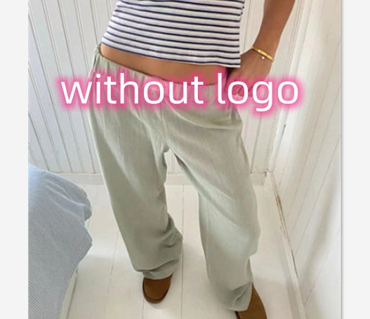 Fashion Y2K Striped Straight Trousers Summer Elastic High Waist Wide Leg Pants For Women - cas7m