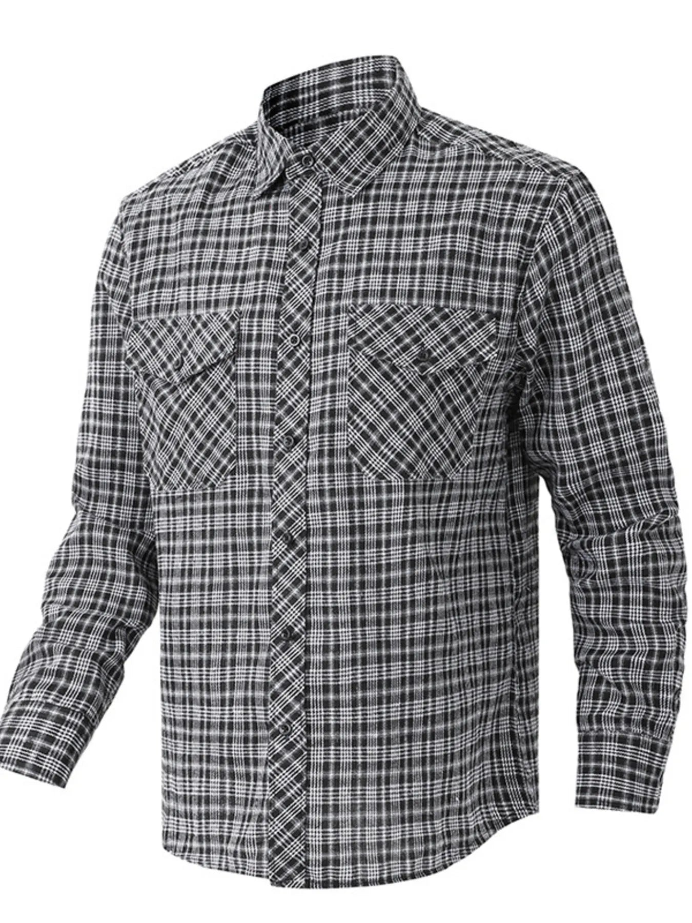 Men's Casual Plaid Long Sleeve Shirt - cas7m