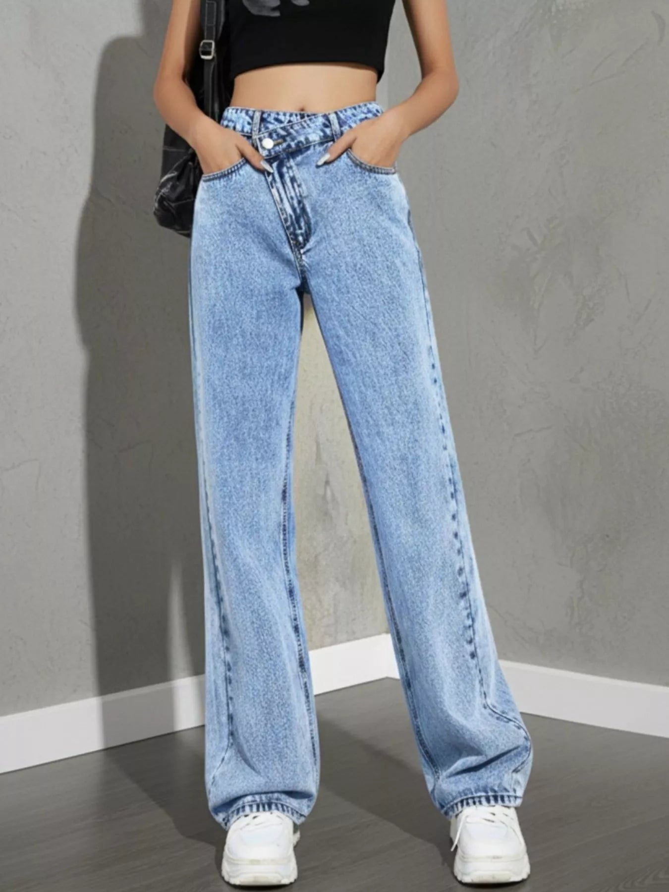 High Waist Wide Leg Jeans - cas7m
