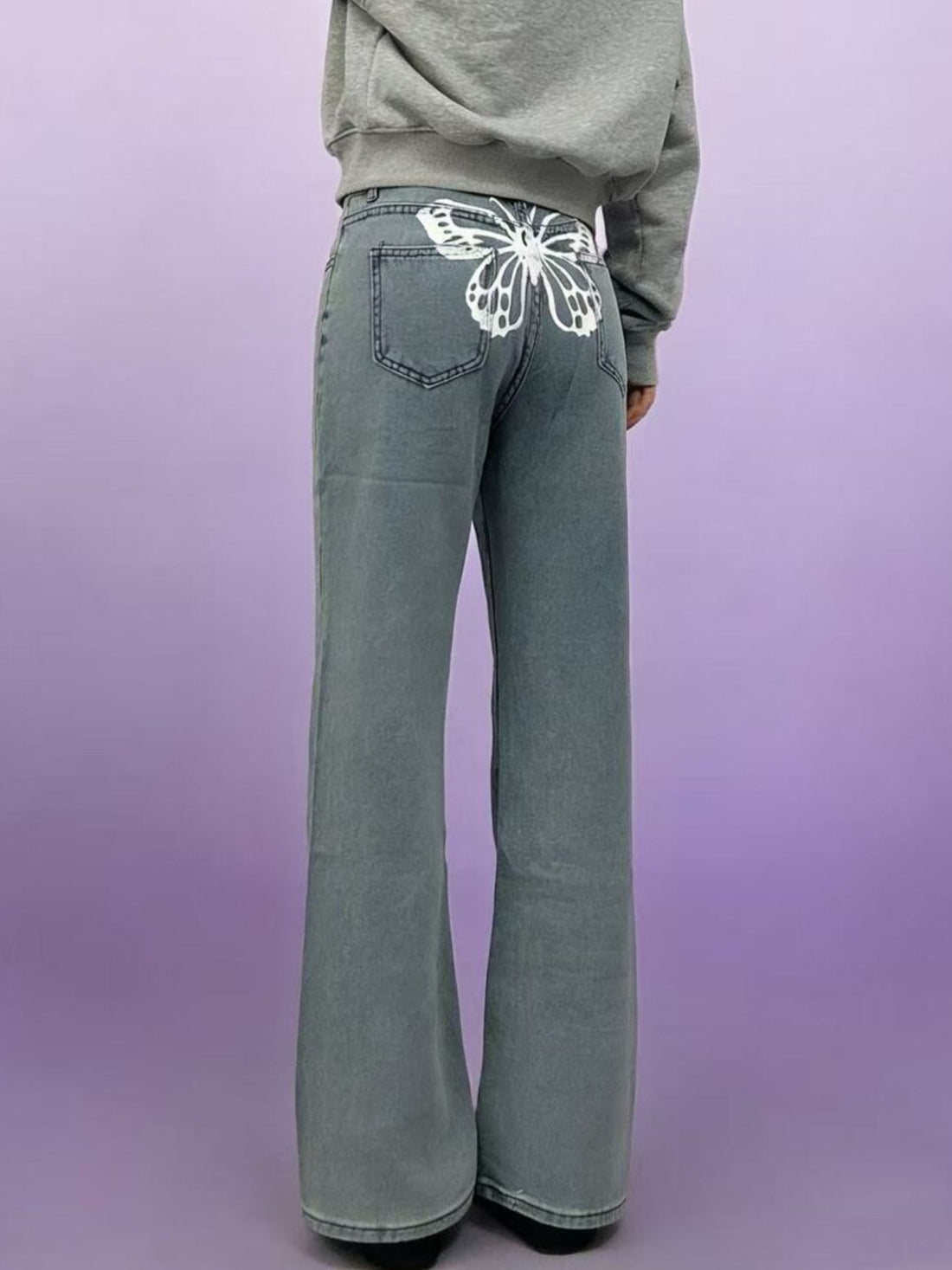 Butterfly Back Wide Leg Jeans - cas7m