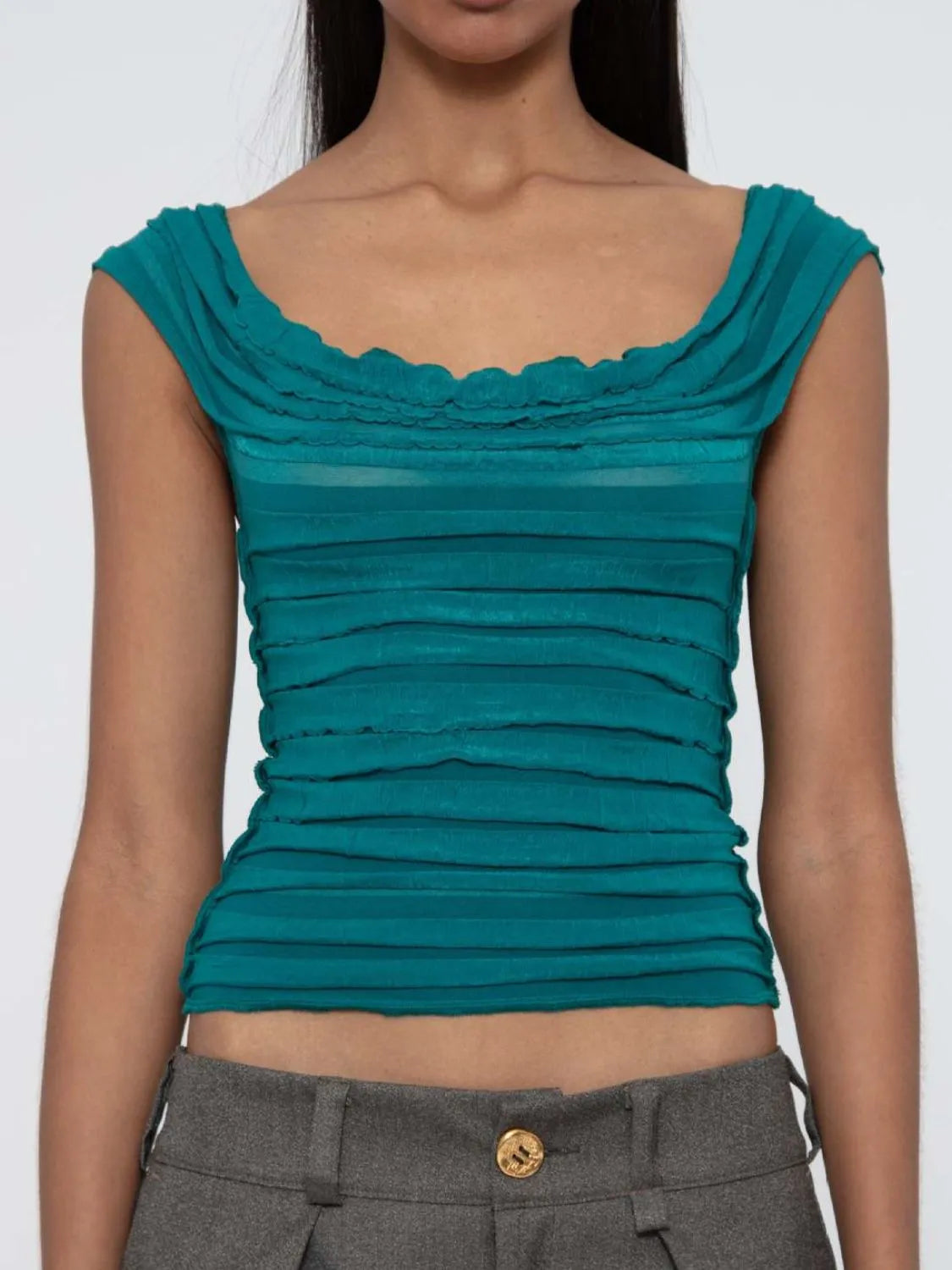 Ruched Solid Tank - cas7m