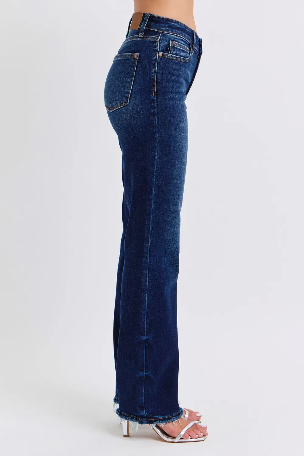 Judy Blue Full Size Raw Hem Straight Leg Jeans - cas7m