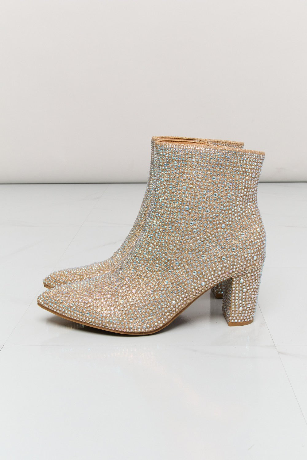 Forever Link Rhinestone Pointed Toe Booties - cas7m