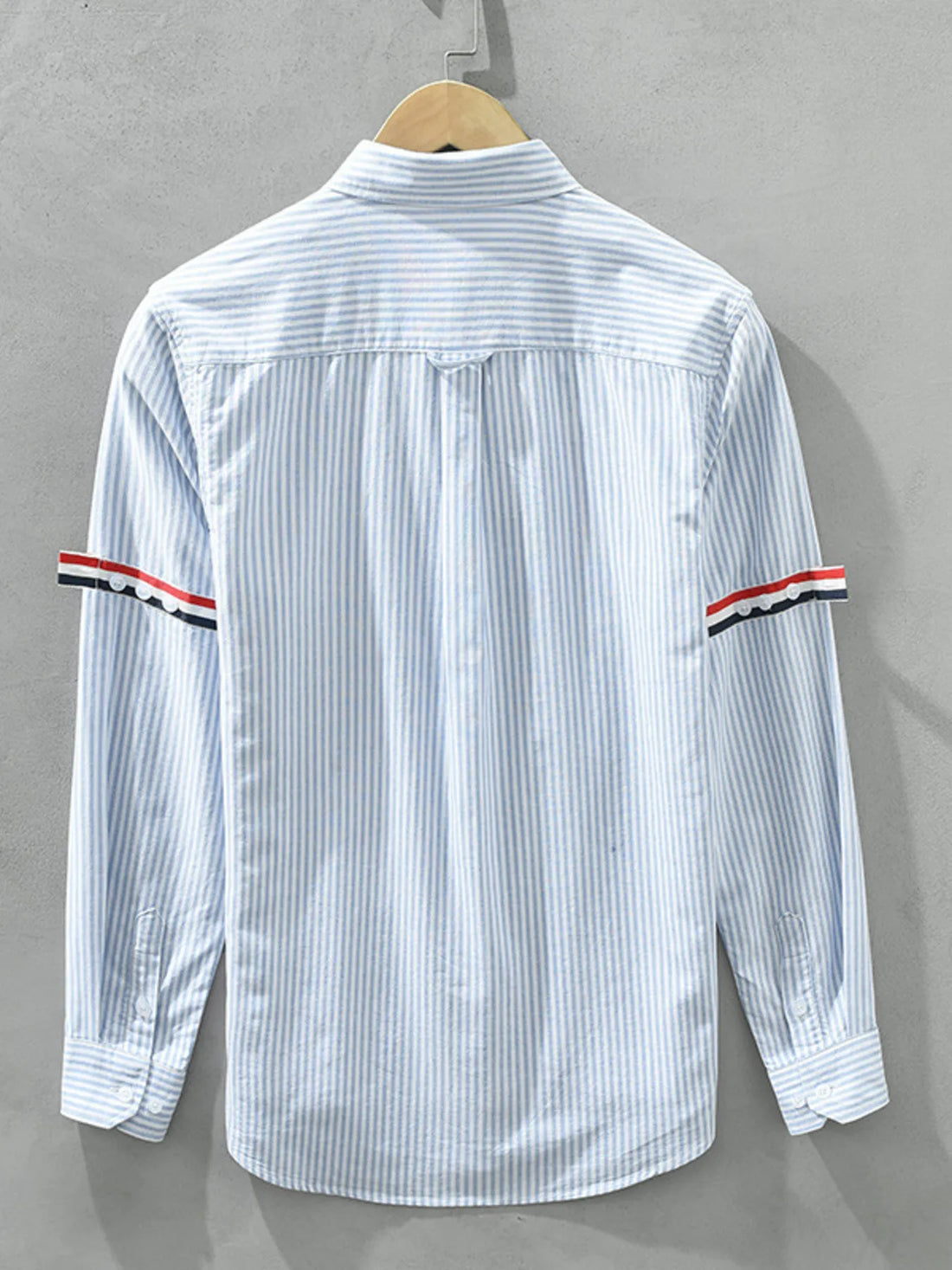 Men's Plus Size Striped Casual Long Sleeve Shirt - cas7m
