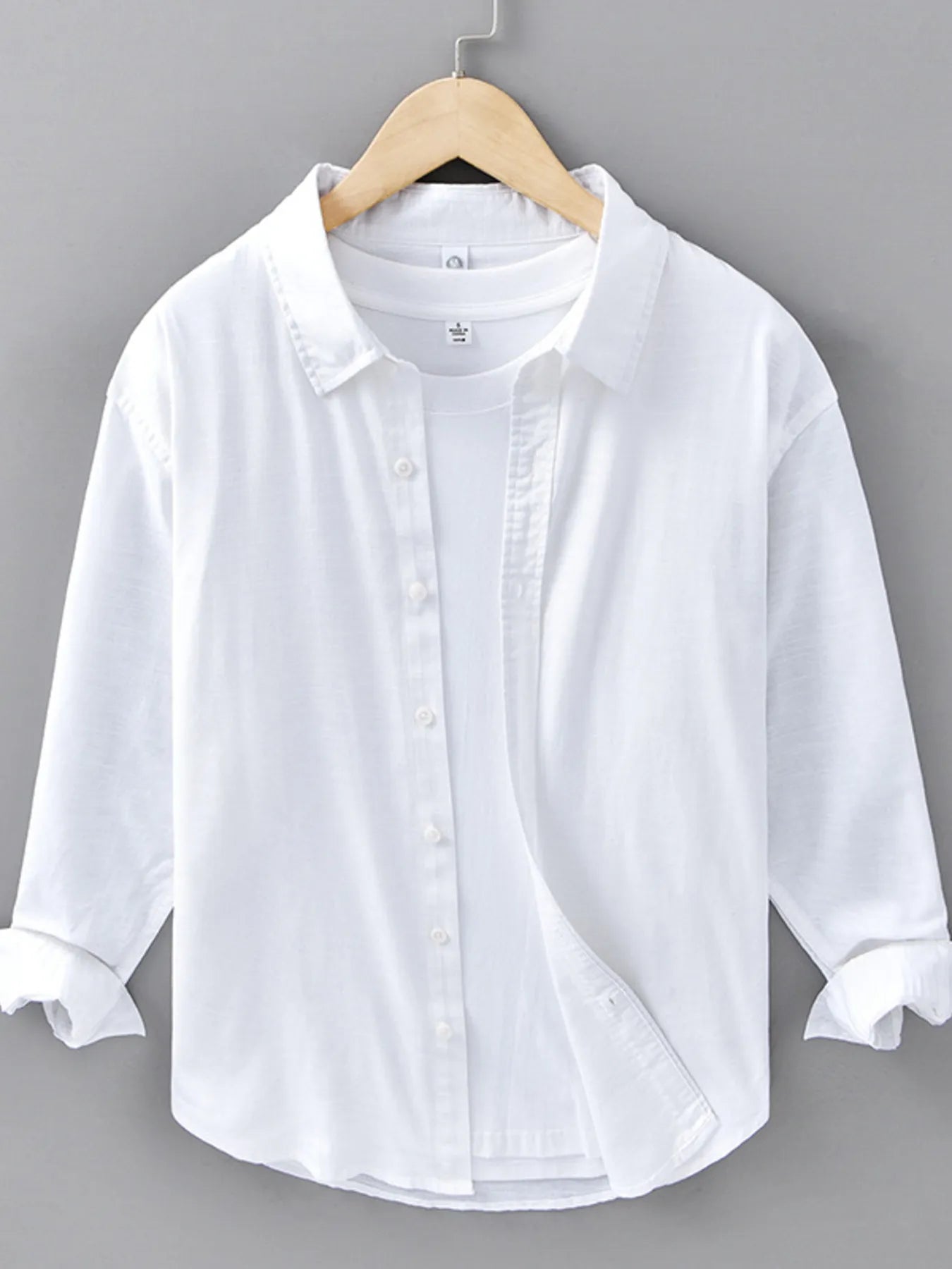 Men's Plus Size Button Up Long Sleeve Shirt - cas7m
