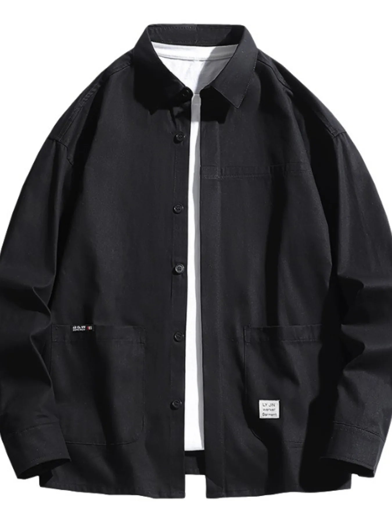 Men's Plus Size Button Up Long Sleeve Shirt - cas7m