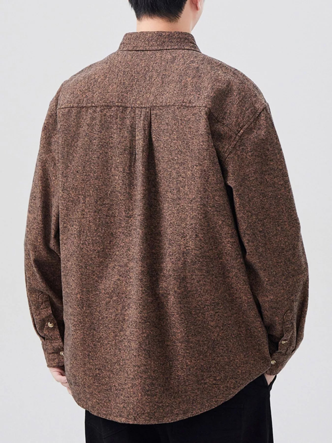 Men's Plus Size Button Up Long Sleeve Shirt - cas7m