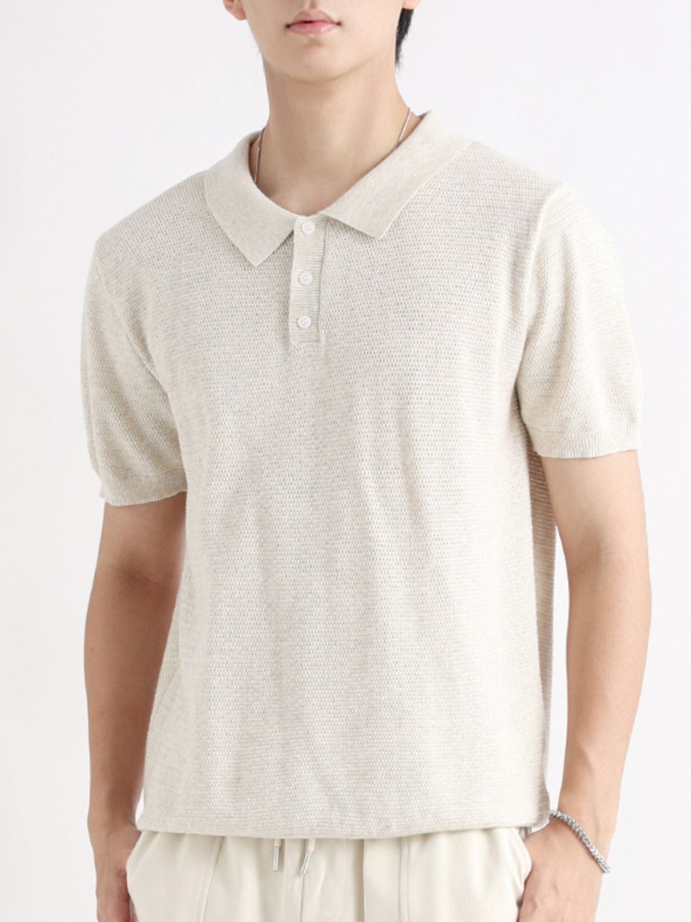 Men's Plus Size Button Detail Short Sleeve Polo - cas7m