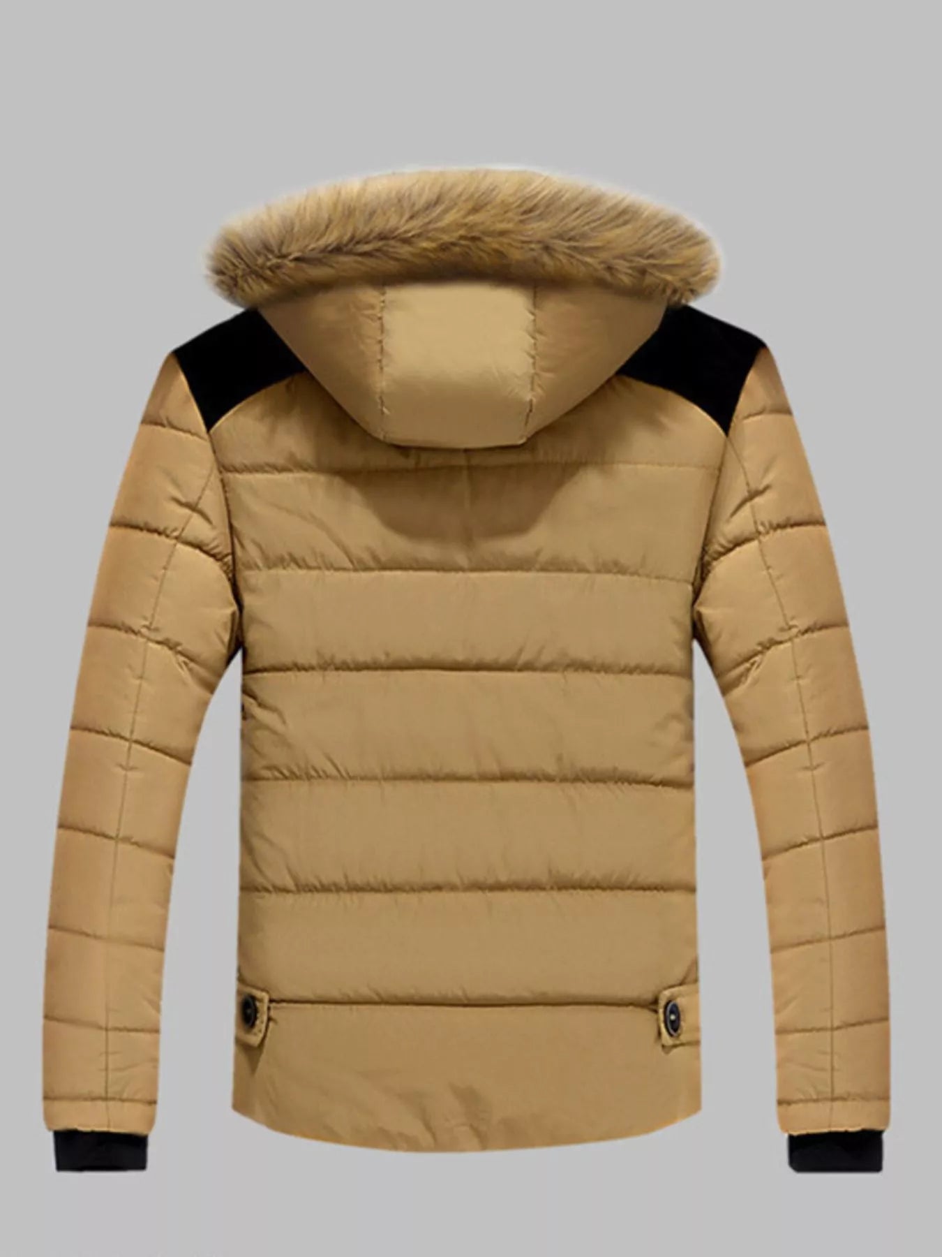 Men's Plus Size Padded Fur Hood Puffer Jacket - cas7m