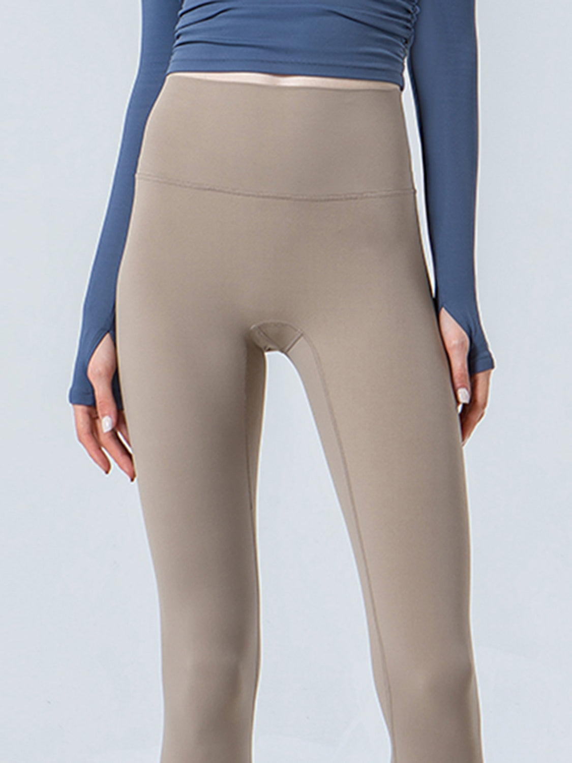 Wide Waistband Cropped Sports Leggings - cas7m