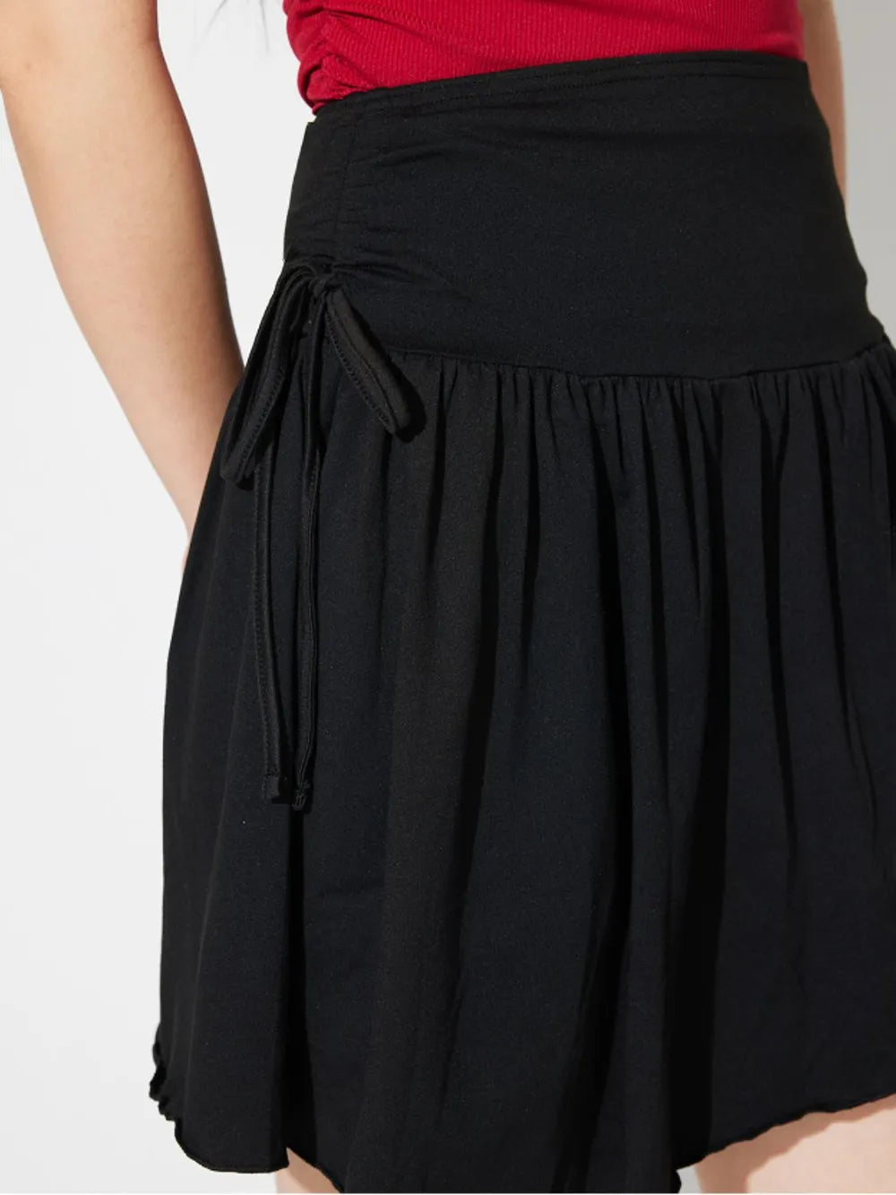 "women's asymmetric hem mini skirt side tie" - cas7m
